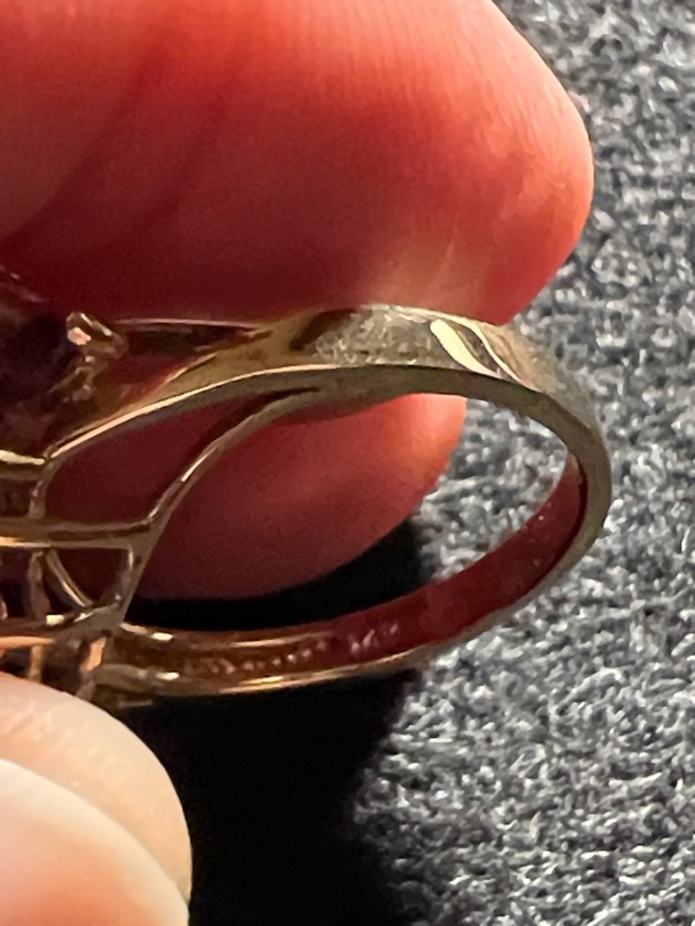 14k Gold, Pink Jade & Ruby Ring - Picture 8 of 8